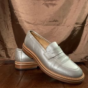 USED Dieppa Restrepo Penny Loafers in Metallic Silver